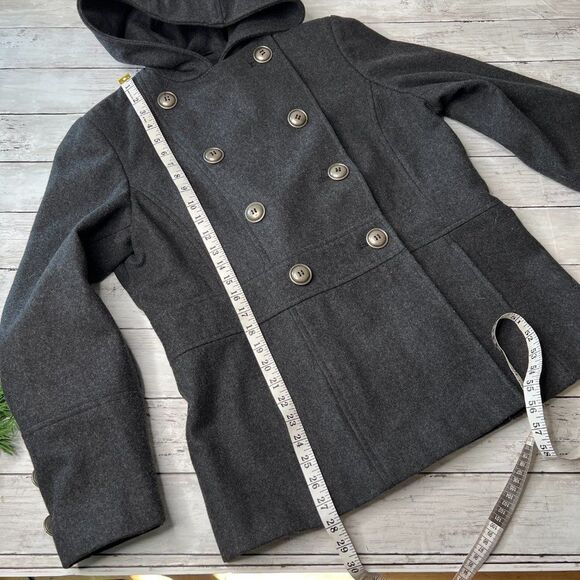 Giacca Hooded pea coat in gray with silver buttons L - Picture 6 of 8
